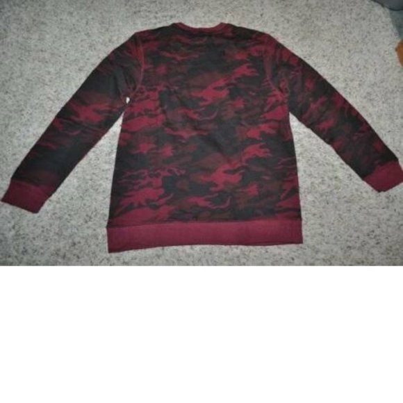 Mens Sweatshirt Adam Levine Small Red Camouflage Crew Terry Long Sleeve - Picture 4 of 4